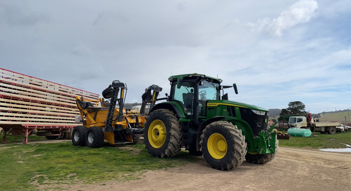 EdwardBowden13's tweet photo. Tractor and picker are rearing to go this season. Very keen to see what sort of country this ELHO can handle. Without breaking it of course. #ELHO #rockpicker https://t.co/FcaBmJeOa5