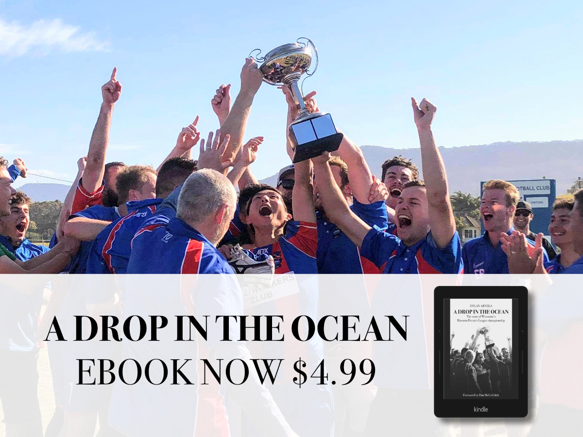 Today is one year on from <a href="/WoononaFC/">Woonona Sharks FC</a> winning their first-ever Illawarra Premier League championship. Anyone who follows me probably knows I wrote a book about it titled, 'A Drop in the Ocean'. The ebook can now be purchased for just $4.99. amazon.com.au/Drop-Ocean-Woo…