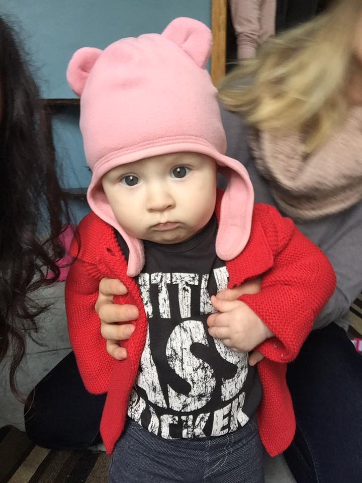 onterrorstreet's tweet photo. 5 years ago today. My little girl Presley with mommy and daddy. Still have this shirt haha my almost 7 month old daughter wears it now. #TWD #LittleAssKicker https://t.co/uEjyJh6s6Y