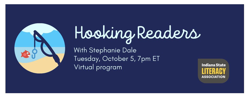 centINDliteracy's tweet photo. Join us online this Tuesday, Oct. 5th, at 7pm for HOOKING READERS! Learn @2ndkittyqueen โs secrets to hooking her most non-eager readers. โก๏ธRSVP here: https://t.co/zLKvvJ5pP9 to receive the Zoom link in advance of the event. #IndianaReads https://t.co/0IrWWVu6c1