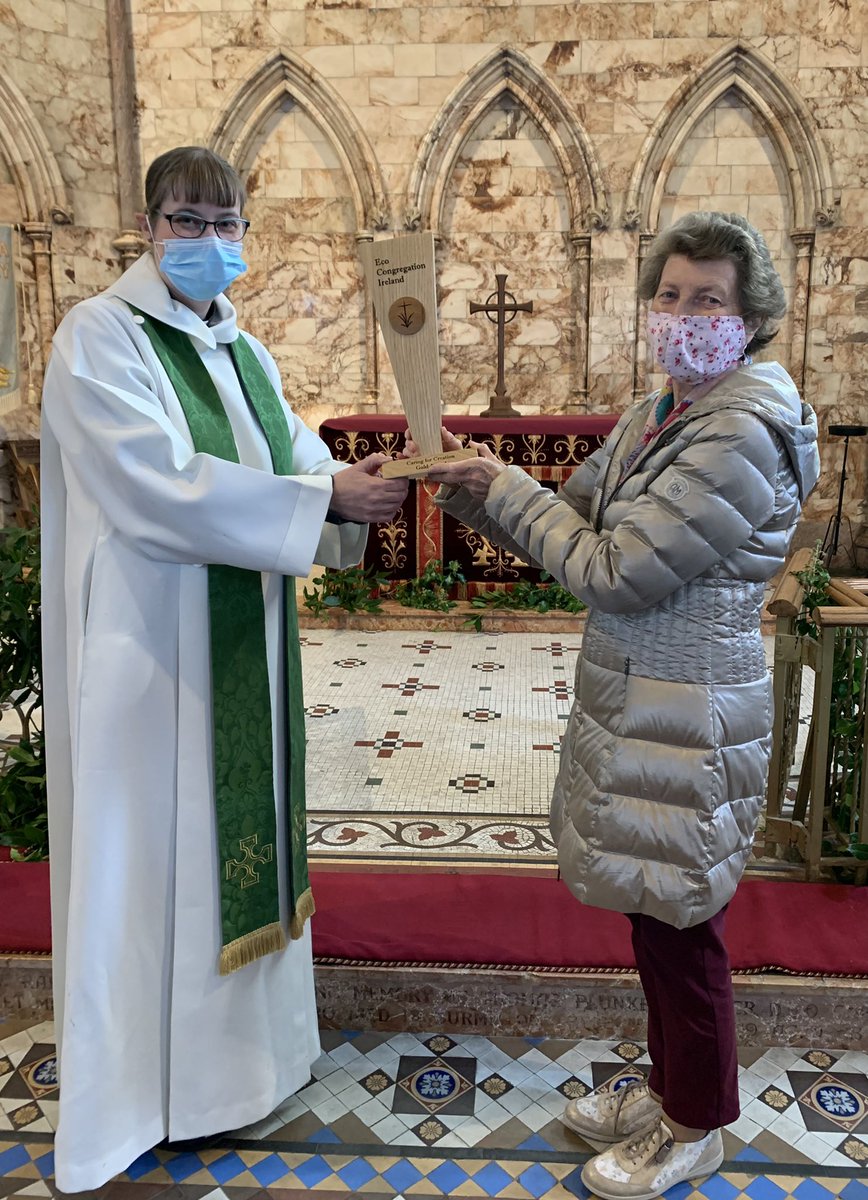 WestEcoCong's tweet photo. We had a lovely gathering today for our #GoldAward ceremony https://t.co/JpMXszI1wM Jennifer Mcwhirter excepting the ECI plaque by Kathleen Friel of our committee in Holy Trinity #westport #SeasonOfCreation #EcoCongregation https://t.co/1J6nJm4AFk