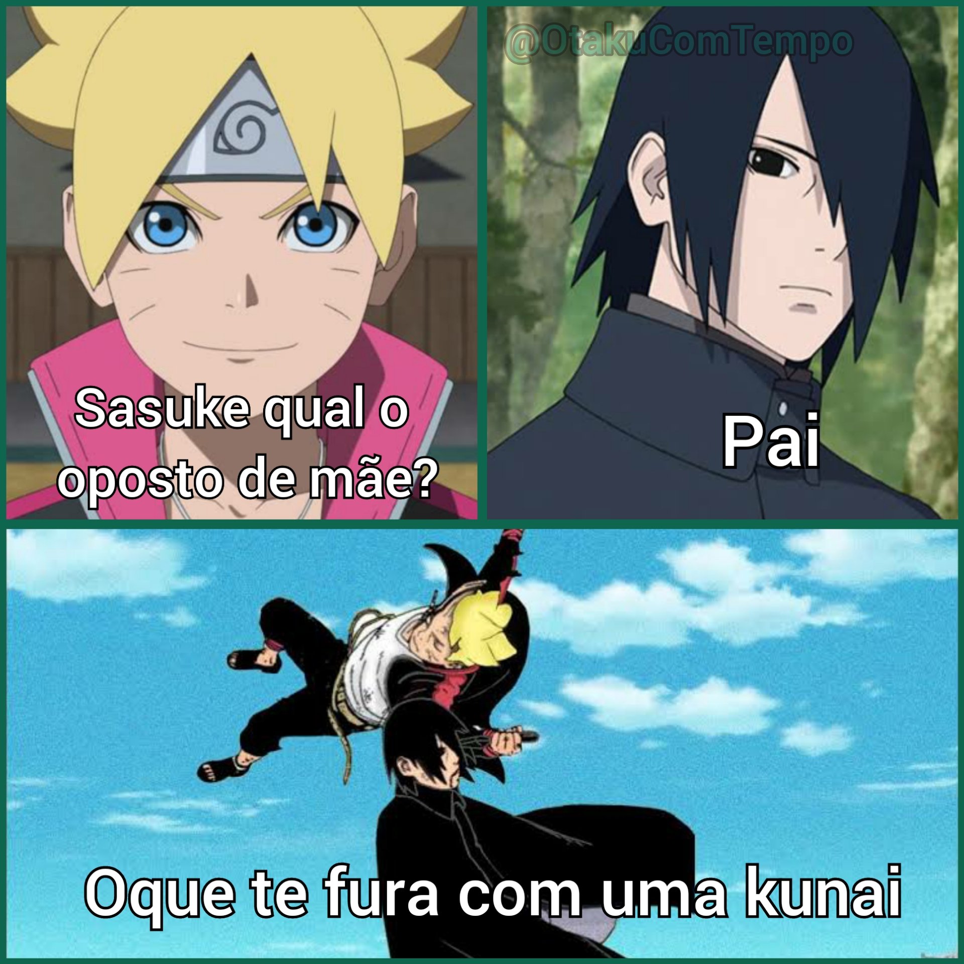 OCT - Memes de Animes on X: Boruto não perde uma pra zuar o sasuke kkkkk   / X