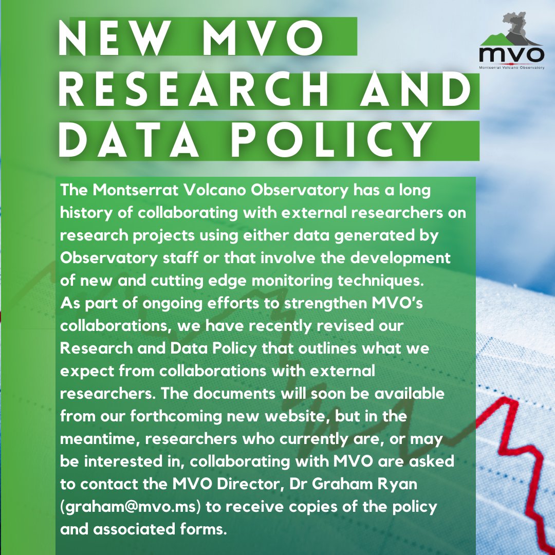 mvoms's tweet image. We have revised our Research and Data Policy.  Researchers who currently are, or may be interested in, collaborating with MVO are asked to contact the MVO Director, Dr Graham Ryan graham@mvo.ms

#Volcano #Science #volcanoresearch #Montserrat #Volcanology #Sciencedata