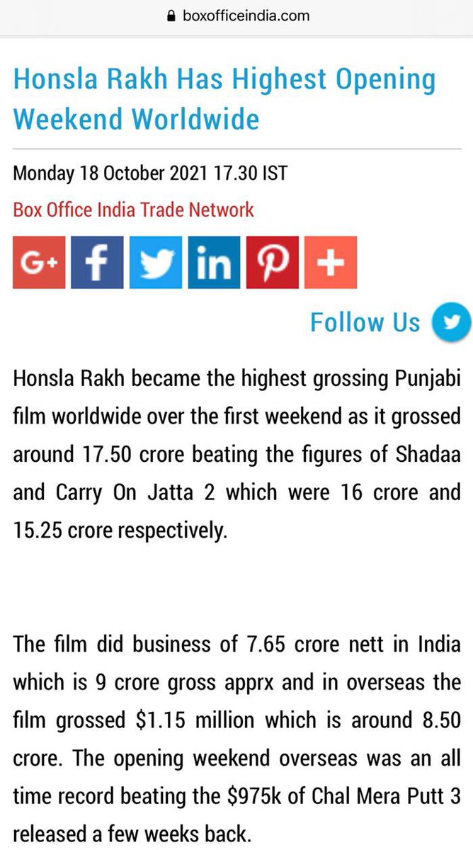 diljitdosanjh's tweet photo. https://t.co/2TRARhnaUv 

#HonslaRakh Has HIGHEST OPENING WEEKEND WORLDWIDE 👶🏽 

Enjoy With Your FAMILY FOLKS 👩🏻‍🍼👨🏻‍🍼

@bajwasonam @ishehnaaz_gill #Shindagrewal https://t.co/XlZ8n8GMZk