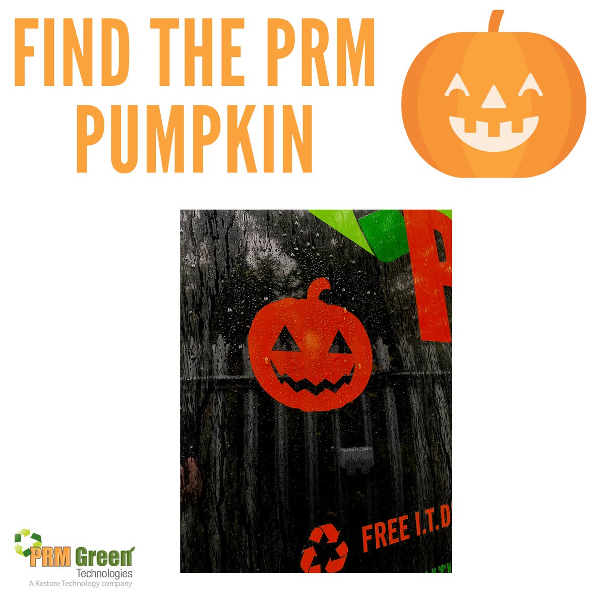 PRMGreenTech's tweet image. Find the PRM Pumpkin. 🎃
We have placed these on the back doors of some of our vehicles. 
Take a photo or send us the location of where you have spotted one of our pumpkins and use the #PRMPumpkin - you will then be entered into a prize draw to win a £20 love2shop voucher.