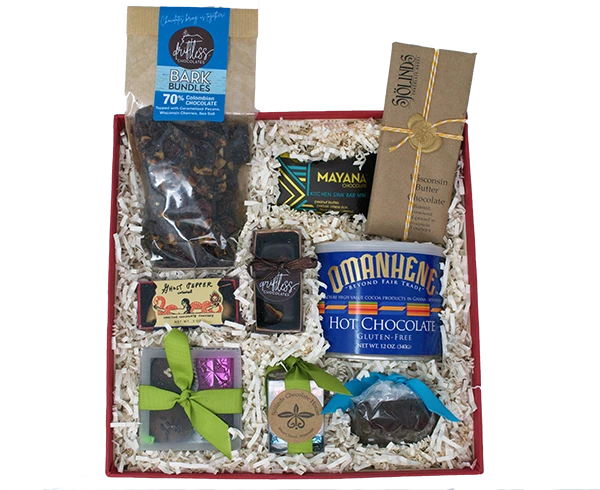 Decadent, soul-satisfying, rich, smooth, melt-in-your-mouth goodness. This beautiful box is all chocolate, all the time. Small bites for a quick fix and larger portions to savor. Every chocoholic needs this box.