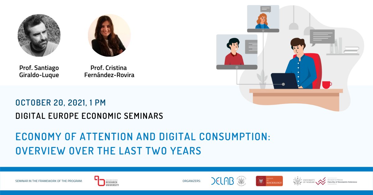 DELabUW's tweet image. More and more time is being spent consuming #socialmedia via mobile. Users are aware of the excessive use of the devices, while opposing both limiting their consumption. We will devote the next #DEEconSeminars to exploring this issue in the context of #attentioneconomics.
