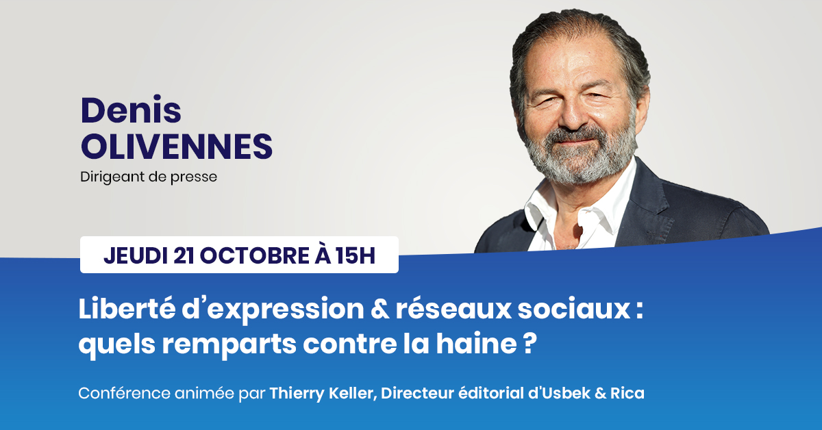 IONISNEXT (@ionisnext) on Twitter photo 🗓 SAVE THE DATE 🗓
J-4 avant la conférence "Liberté d'expression & réseaux sociaux : quels remparts contre la haine?" par Denis <a href="/Olivennes/">Denis Olivennes</a> ce jeudi 21/10 à 15h et animée par <a href="/KellerThierry/">Thierry Keller</a> d'<a href="/UsbeketRica/">Usbek & Rica</a>. Inscrivez-vous ici : swll.to/hD7zY
#conférence <a href="/Digital_NewDeal/">Digital New Deal</a> 🗓 SAVE THE DATE 🗓
J-4 avant la conférence "Liberté d'expression & réseaux sociaux : quels remparts contre la haine?" par Denis <a href="/Olivennes/">Denis Olivennes</a> ce jeudi 21/10 à 15h et animée par <a href="/KellerThierry/">Thierry Keller</a> d'<a href="/UsbeketRica/">Usbek & Rica</a>. Inscrivez-vous ici : swll.to/hD7zY
#conférence <a href="/Digital_NewDeal/">Digital New Deal</a>