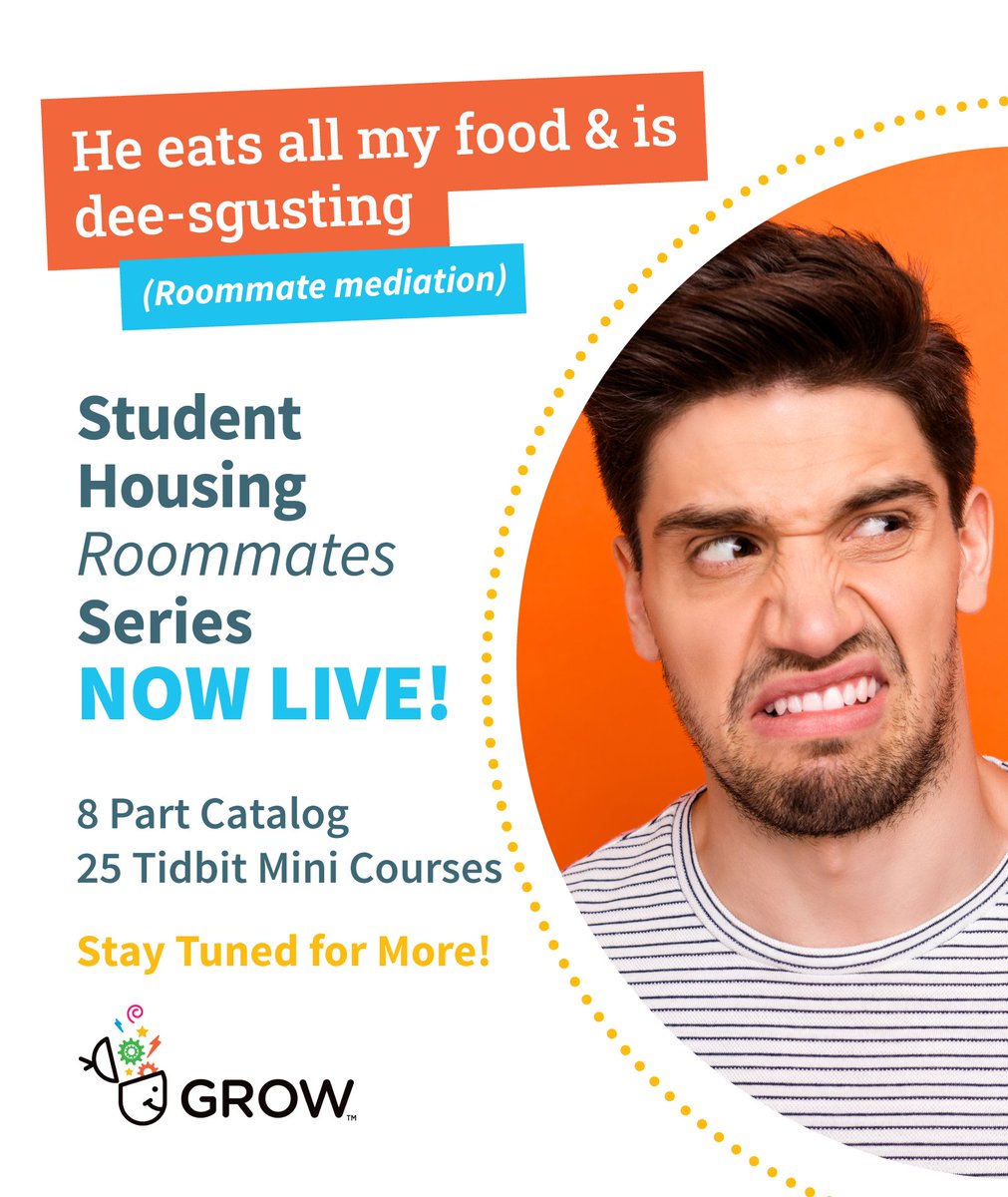 Sometimes roommates have conflict and what one sees as "no big deal", can be seen as very bothersome to another. The first of our Roommate Series "He eats all my food!" is now LIVE! #studenthousing #lms #growlms