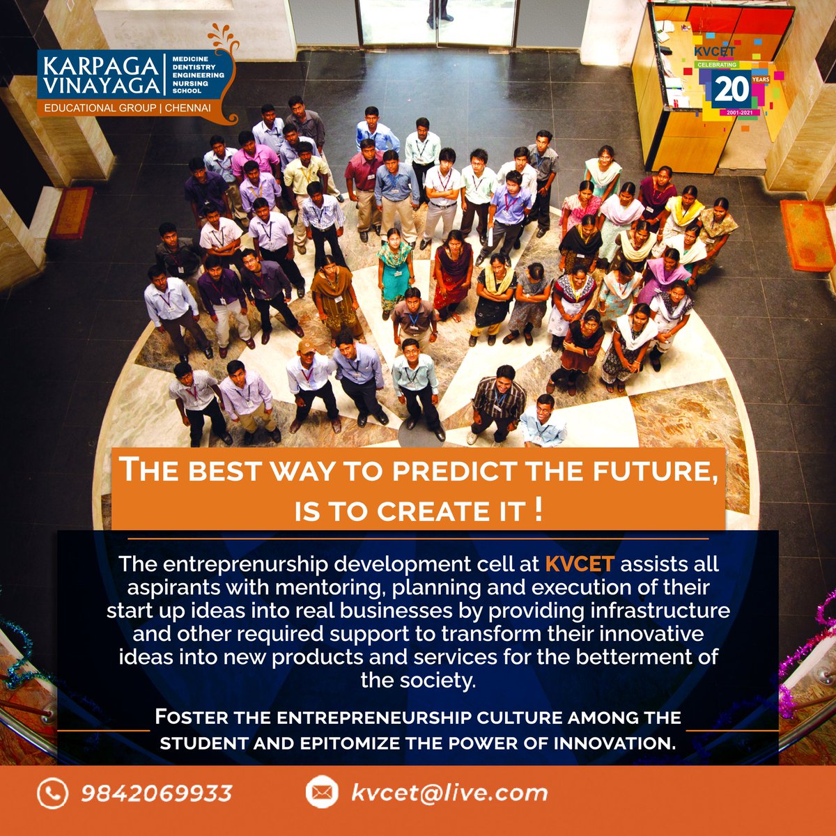 KVCET_'s tweet photo. With an aim to develop entrepreneurial qualities among students and a possible source of job creation, empowerment and economic dynamism. 
B.E/B.Tech Admissions Open 2021
Apply now 
Call us : 9842069933
Visit our website : https://t.co/gDurCiNeRf https://t.co/z9XrzNaSEt