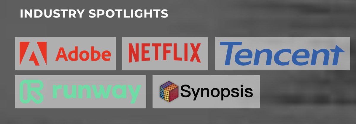 Special thanks to our Industry Speakers!
Joon-Young, <a href="/AdobeResearch/">Adobe Research</a>
<a href="/agermanidis/">Anastasis Germanidis</a>, <a href="/runwayml/">Runway</a> 
<a href="/_vade/">Anton Marini</a> <a href="/rsomani95/">Rahul Somani</a>, <a href="/_synopsis_/">Synopsis</a> 
Fernando Amat, <a href="/NetflixResearch/">Netflix Research</a> 
Xintao Wang, Tencent!
Great insights coming from real-world applications!
#iccv2021 <a href="/ICCV_2021/">ICCV2021</a>