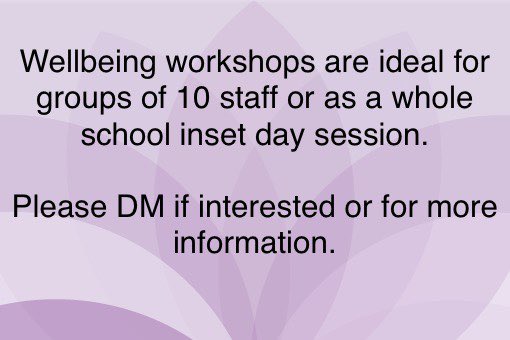 *Attention School Leaders in Manchester* Would you be interested in your team accessing a ➡️Free⬅️ wellbeing workshop in your workplace delivered by NHS commissioned clinical staff? 1.5 hour session content includes; ✅ Stress management ✅ Mindfulness ✅CBT techniques