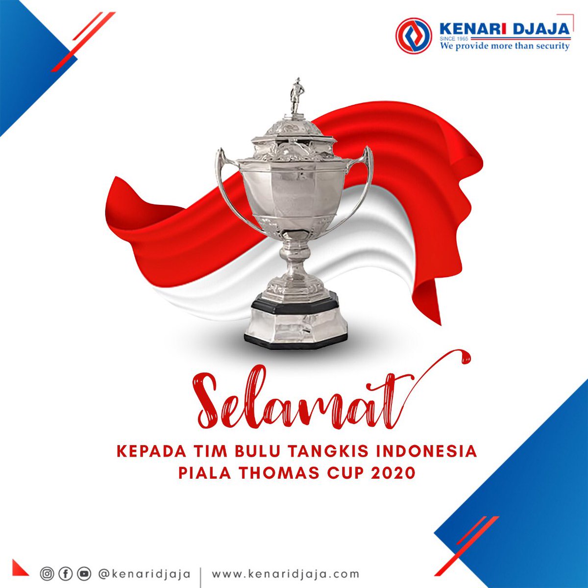 Selamat untuk para atlet bulu tangkis kebanggaan Indonesia yang telah sukses membawa pulang Piala Thomas Cup 2020. 🏸

#KenariDjaja
