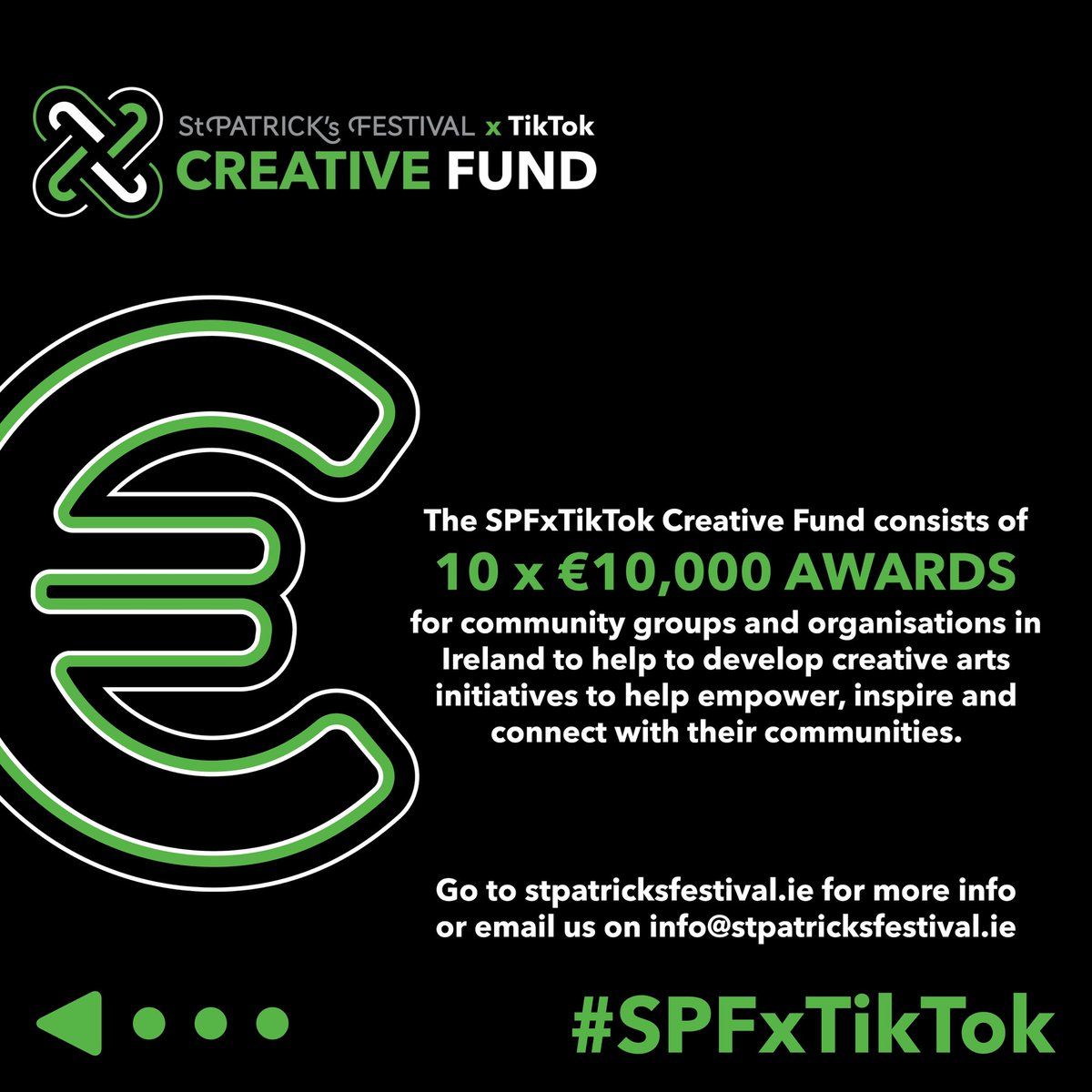 St. Patrick's Festival 🇮🇪🐍☘️💚 (@stpatricksfest) on Twitter photo Big shoutout to <a href="/DundalkFM/">97.7 Dundalk FM</a> for having our CEO Anna McGowan on this morning talking about the #SPFxTikTok Creative Fund!
What is the Creative Fund we hear you ask?! Have a look below, or check out
👉 bit.ly/SPFxTikTok Big shoutout to <a href="/DundalkFM/">97.7 Dundalk FM</a> for having our CEO Anna McGowan on this morning talking about the #SPFxTikTok Creative Fund!
What is the Creative Fund we hear you ask?! Have a look below, or check out
👉 bit.ly/SPFxTikTok