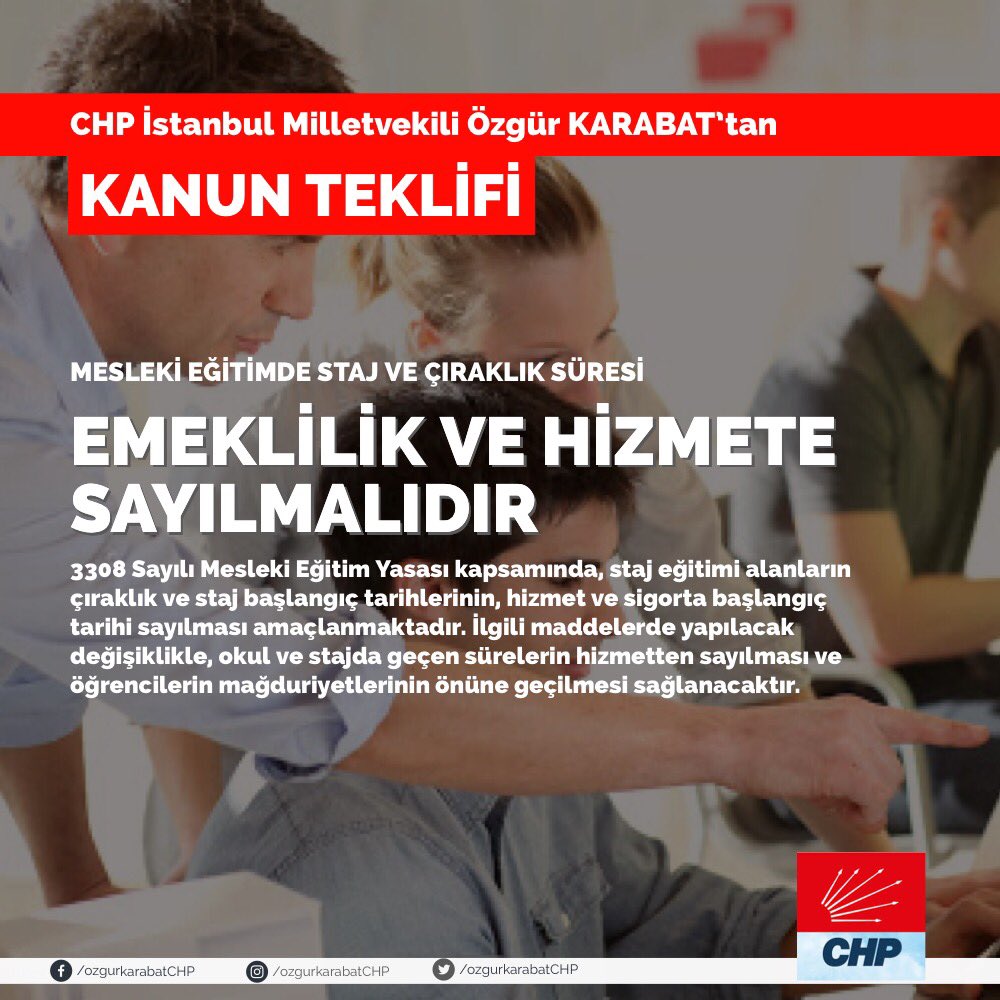 OzgurKarabat34's tweet photo. Staj ve sigorta başlangıç tarihine ilişkin mağduriyet derhal giderilmelidir.

2 yıl önce #TBMM'ye sunduğumuz teklif kabul edilsin. 

Çıraklık ve staj başlangıç tarihleri, hizmet ve sigorta başlangıç tarihi sayılsın!

#StajSskBaslangıcıOlsun #stajmağdurları #staj https://t.co/q2AOVnSuTE