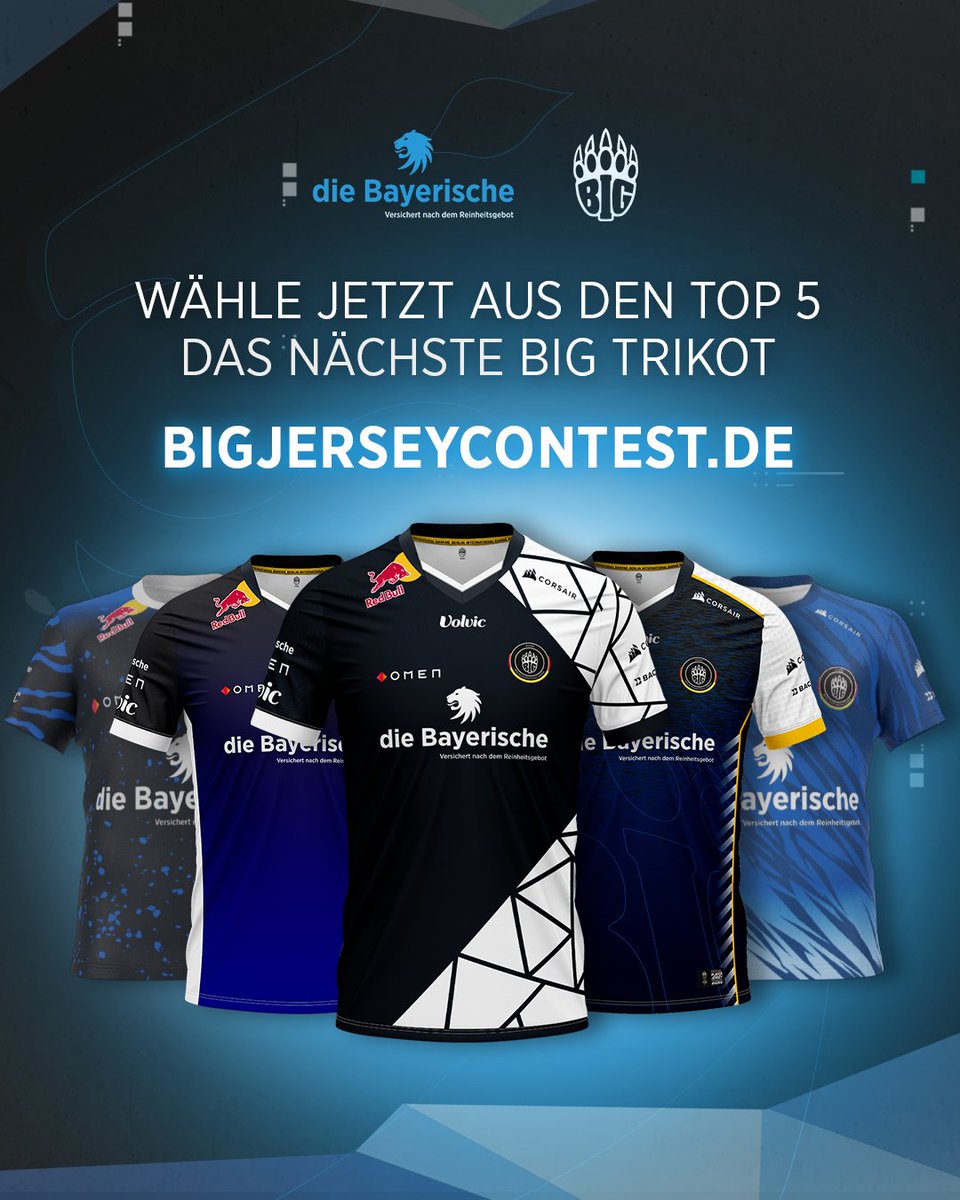 Der @dieBayerische Jersey-Contest geht in die heiße Phase! 🔥 Unsere Jury hat aus euren Vorschlägen ein TOP 5 Ranking erstellt. Votet jetzt für euren Favoriten und entscheidet mit über das neue BIG-Trikotdesign! 👉 bigjerseycontest.de