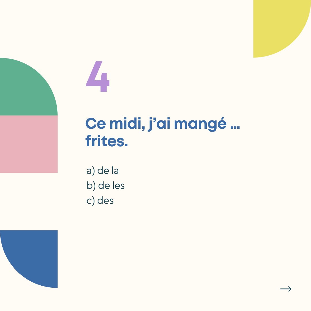 FRENCY_Learning's tweet image. Petit exercice sur le partitif. Retrouverez les explications détaillées sur la formation et l’utilisation du #partitif sur ma page instagram : @frencylearning
 #french #learning #learningfrench #exercises #grammar #frenchgrammar