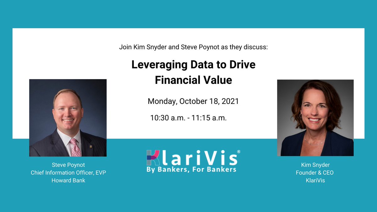 Are you attending the <a href="/ABABankers/">American Bankers Association</a>  Annual Convention? If so, be sure to attend <a href="/KimberlyBSnyder/">Kim Snyder</a>  and <a href="/spoynot/">Steven Poynot</a>  knowledge Session "Leveraging Data to Drive Financial Value" to learn how to turn your bank's data into actionable insights. Today at 10:30 a.m.!
#wemakedatasimple