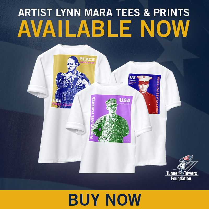Tunnel2Towers's tweet photo. Tees & prints featuring artist Lynn Mara's #FIRSTCLASSFOREVER series, paying homage to the 13 heroes killed in Afghanistan on 8/26, have been added to our online store. 100% of profits are donated to #Tunnel2Towers. Order yours today: https://t.co/UN00cW3IrZ https://t.co/d1gBRSUOAT