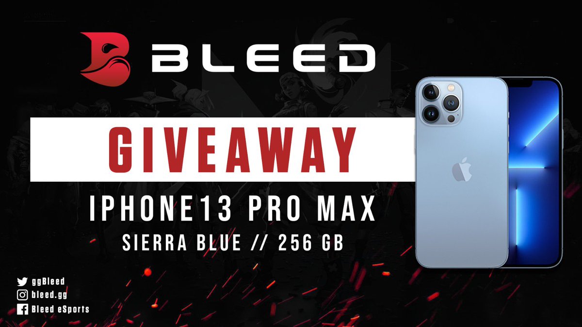 ggBleed's tweet photo. 🎉 We are hosting a giveaway to all our new fans and supporters!! 🎉

In order to celebrate our new page, we will be giving away an iPhone13 Pro Max 256 GB (worth $1,969) in the colour Sierra Blue!! https://t.co/CsWnbRxiKl