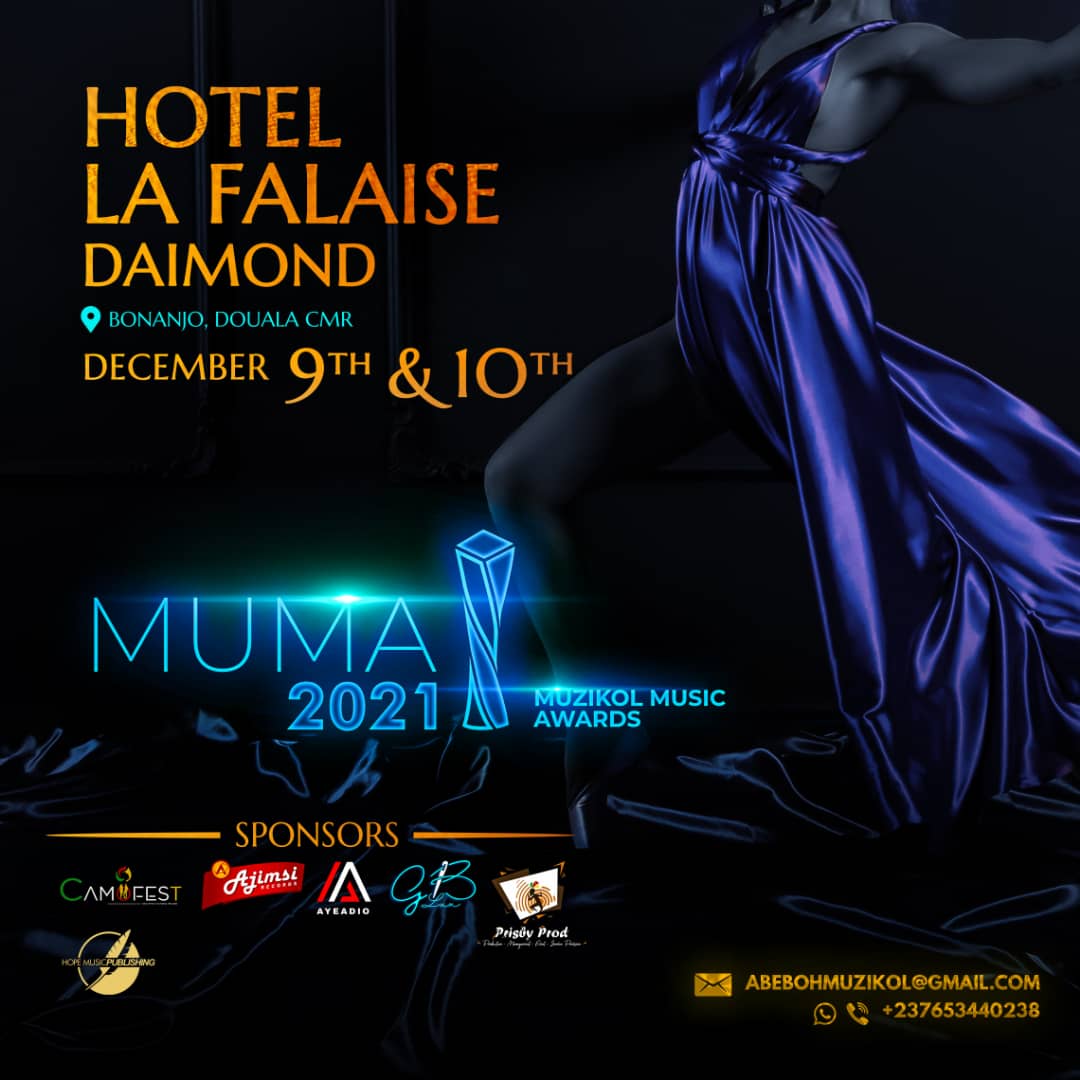 Ladies and Gentlemen let's start this week in a grand style. It is now official  that Muzikol Music Awards shall happen on the 09th and 10th of December 2021 at La Falaise Daimond - Bonajo Douala .

please help us share

#MUMA2021