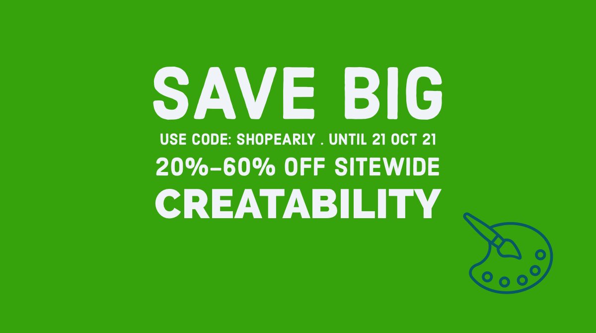 CreatabilityMe's tweet image. SALE NOW ON UNTIL 21 OCTOBER 21
#sale #Sales #onlinesale
