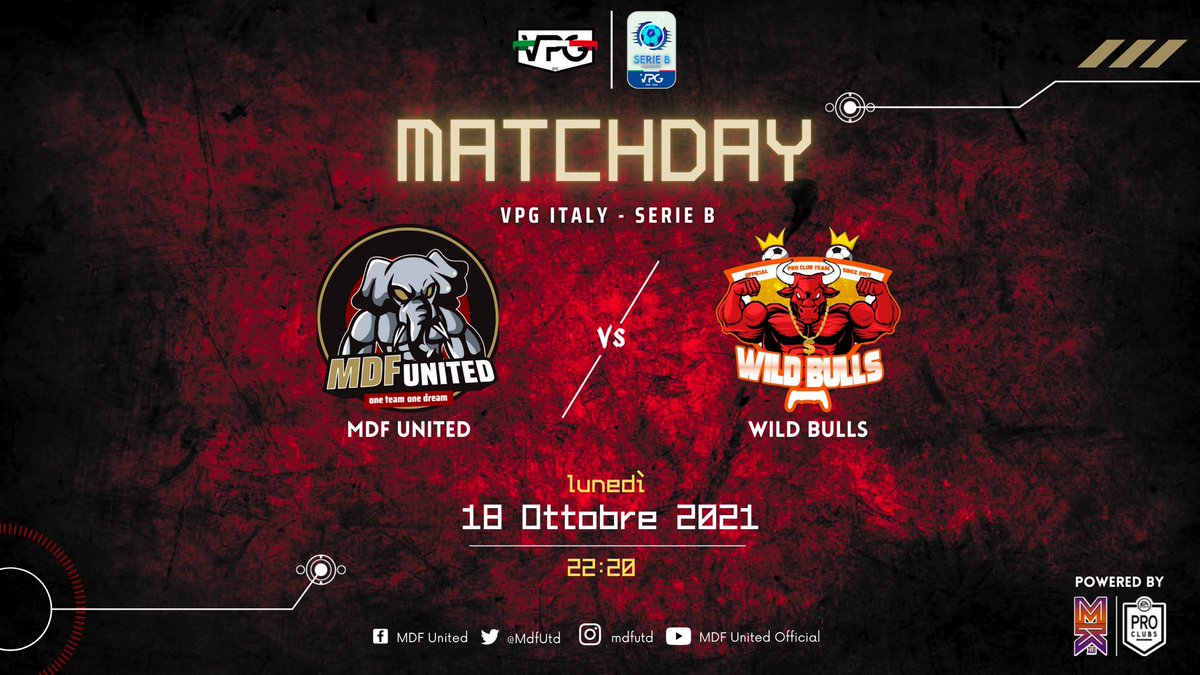 📌 𝙈𝘼𝙏𝘾𝙃𝘿𝘼𝙔

🆚| @AllinFC2 
🏆| <a href="/FVPA_net/">FVPA.net 🇮🇹</a> Lega A 
⏰| 22:00

🆚|<a href="/WildBulls_/">WILD BULLS</a> 
🏆| <a href="/VPG_Italy/">VPG Italy</a> Serie B
⏰| 22:20

⚫️🔴 #OneTeamOneDream #ForzaMDF #MalatiDiFifa #DaiCheLoFacciamo #GoUTD