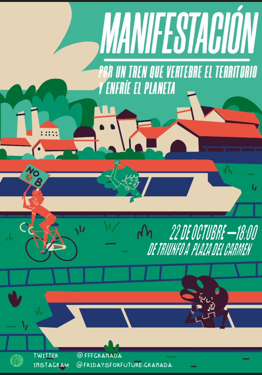 Después de dos años sin manifestaciones nos toca movilizarnos por el transporte sostenible. Queremos un tren que vertebre el territorio y enfríe el planeta.✊💚

📆 Este viernes 22 de octubre
🕕 A las 18:00
🗺️ Desde triunfo hasta plaza del carmen

#LuchaPorTrenYClima