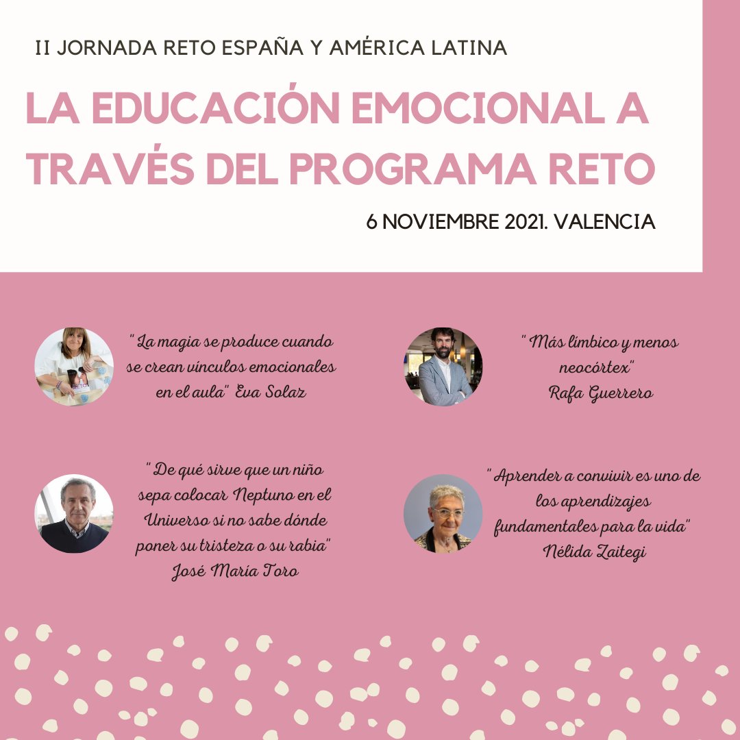 ippexeducacion's tweet photo. El 6 de noviembre se celebra la "II Jornada de Programa RETO" en Valencia.
RETO es un proyecto de educación emocional para los centros de educación infantil, primaria y secundaria. 
Toda la información en https://t.co/wVfW89diGO
 #educacionemocional #ProgramaReto https://t.co/iVQB781tAM