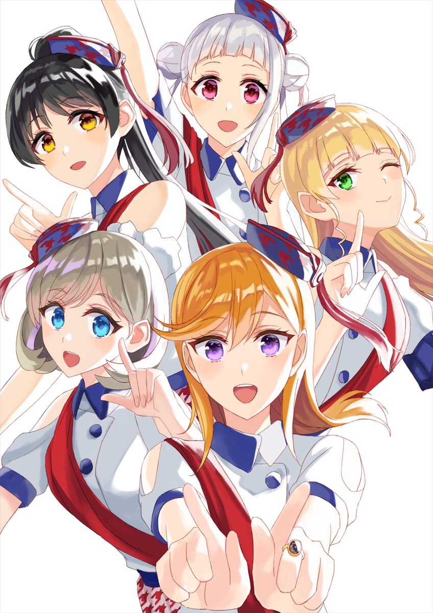 shibuya kanon multiple girls 5girls blonde hair hair bun green eyes blue eyes double bun  illustration images
