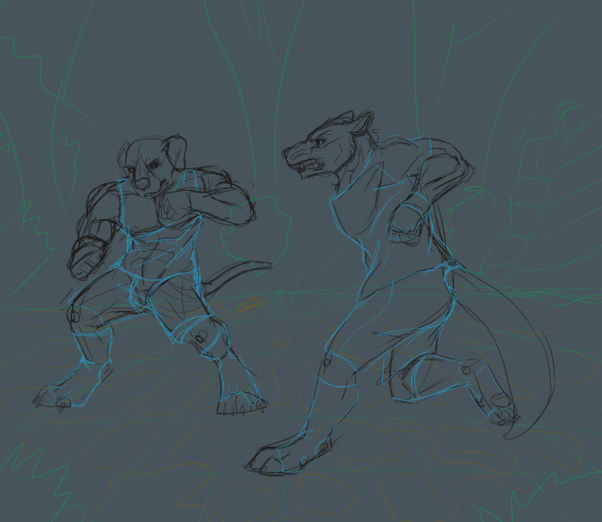 Rourth's tweet photo. I'm planning on doing this, I already have a sketch. The drawing will be a bit different, now the fight will be fist, not a dagger and swords. 
#Dirke #rourth #anthro #furry https://t.co/DFHvVvIjEg