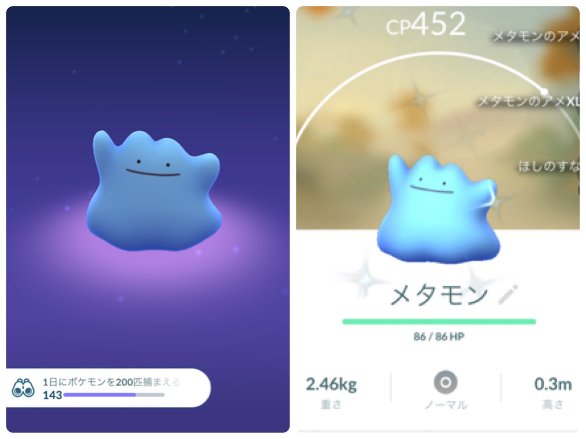 うずぴよ Ank0r0n 夫のアカウントでの話 野生の普通ゴース捕まえたら 色違いメタモンに変身した 変身前は色違いじゃないのね ポケモンgo T Co Yzq575x95k Twitter