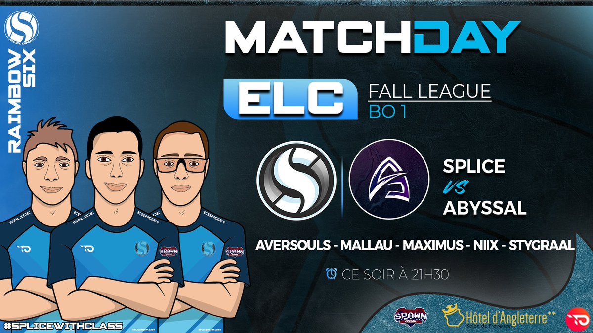 spliceesport's tweet photo. Rendez-vous ce soir pour supporter nos joueurs #R6 !

⏰- 21h30
🆚- @AbyssalProject 
🖥️- https://t.co/ss8OIq3dkU

Bonne chance à eux, on compte sur vous sur le live ! 🔵⚪️

#SpliceWithClass https://t.co/jQTP937D9z