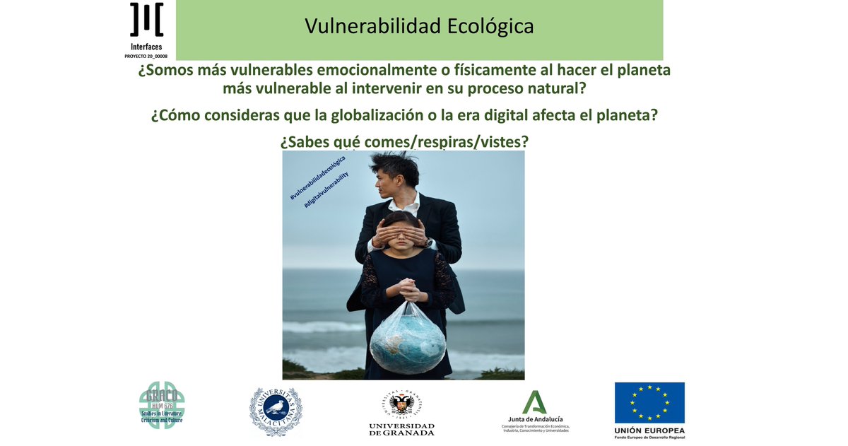LetrasUma's tweet photo. Empezamos nuestros debates sobre vulnerabilidad esta semana con el tema de la VULNERABILIDAD ECOLÓGICA, siguiendo el #DíaMundialDeLaProtecciónALaNaturaleza.
No te olvides, comparte tus opiniones.➡️#ecologicalvulnerability #vulnerabilidadecológica @CanalUGR #interfaces https://t.co/AabeFLokKa