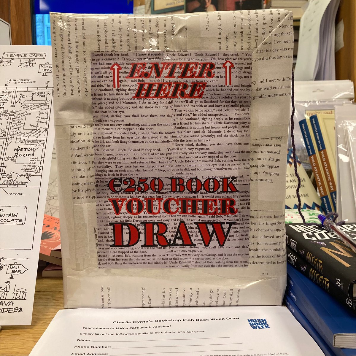 It’s Irish Book Week this week and to celebrate we have put together a beautiful window celebrating Irish books and we are also running a draw to win a €250 voucher if you pay us a  a visit in the shop!