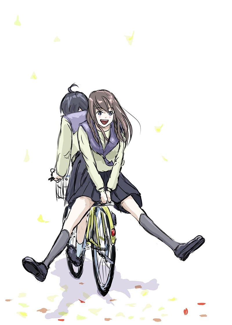 そわそわ 自転車ではしゃぐ人たち イラスト
