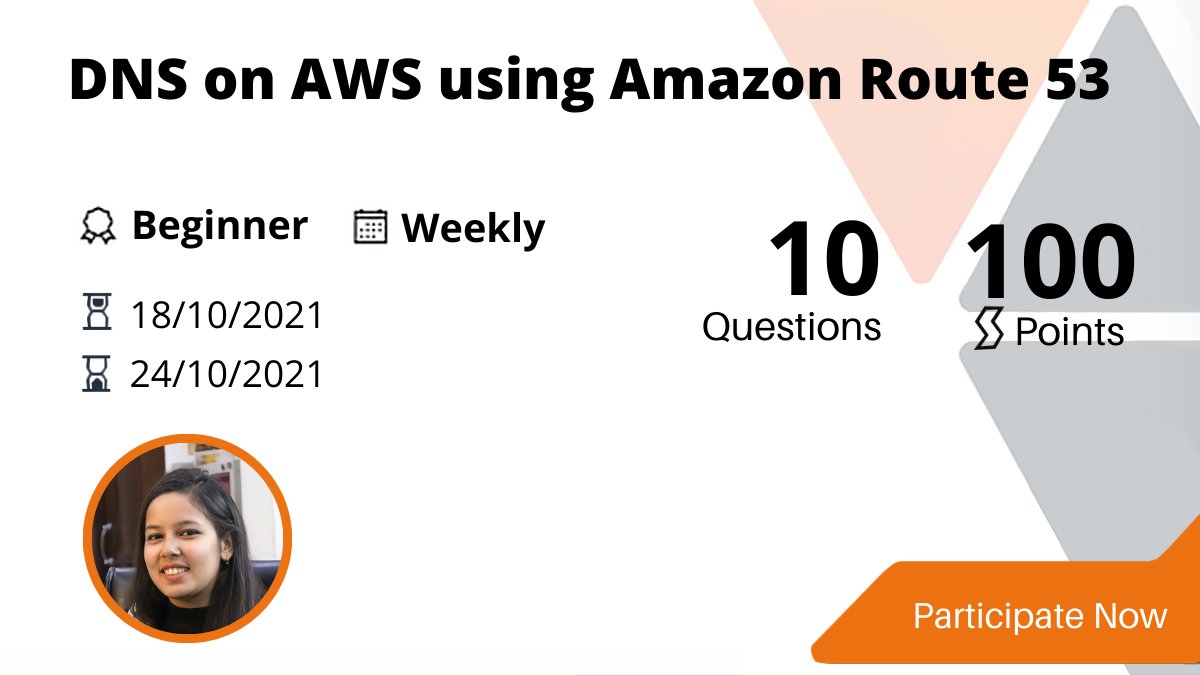 AwsReskill's tweet photo. DNS on AWS using Amazon Route 53 by Aishwarya Sood
✔️ Learn DNS resolution process
✔️ How to setup DNS on AWS using Route 53
✔️ Concepts for setup process
Take the challenge ➡️: https://t.co/Y6iAeatTrV
#AWS #Community #Cloud #awsugin #awsreskill https://t.co/TlZak7O1So