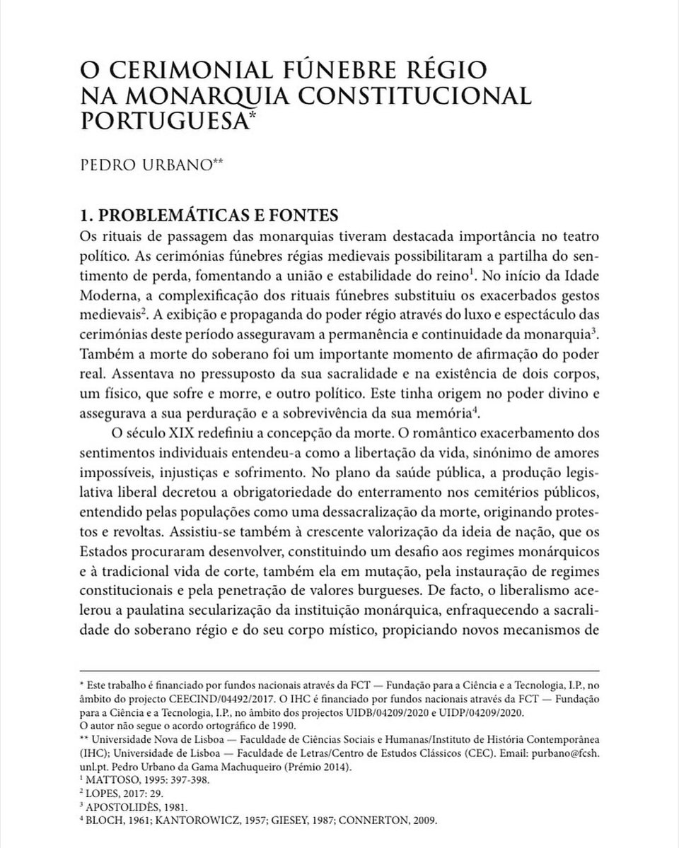PedroUrbano79's tweet photo. Mais um paper, este sobre cerimónias fúnebres régias durante a monarquia constitucional, realçando continuidades e rupturas e o papel de D. Fernando na exaltação dinástica e do novo regime 
#IHC #novafcsh #History #historytwitter #historiantwitter https://t.co/QAIZBhg4mc