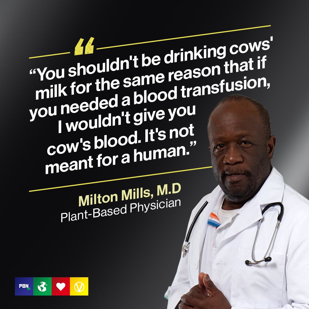 PlantBasedNews's tweet photo. When you put it like that...Dr. Milton Mills M.D on Dairy.

Mills is outspoken about food injustice. For example, the USDA dietary guidelines disproportionately negatively effect people of color, due to it's promotion of dairy products, when it makes the majority of them sick! https://t.co/G5uwRhjL7E