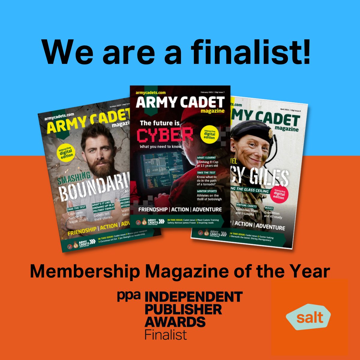 Excited to find out that Army Cadet Magazine is shortlisted for 'Membership Magazine of the Year' in the <a href="/PPA_Live/">PPA</a> Independent Publisher Awards. Congratulations to <a href="/ArmyCadetsUK/">Army Cadets UK</a>  and our fantastic publishing team #PPAIndPub