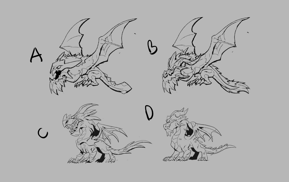 DatDatDev's tweet image. A, B, C or D? Which one do you choose?
Dragon Concept for my game
#art #dragon #art