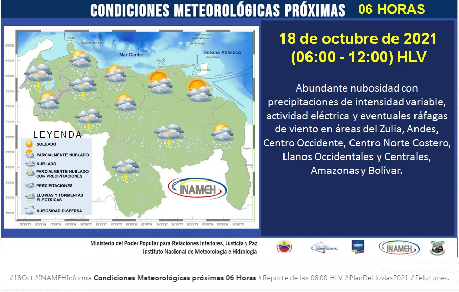 GAES34OFICIAL's tweet photo. #18Oct Condiciones Meteorológicas próximas 06 Horas. 
#GNBCONAS
#GNBGAESGUARICO
#PuebloYCEOFANBVenceremos
.@libertad003 
.@GnbGaranteDePaz
https://t.co/dOJ8jfoi2d