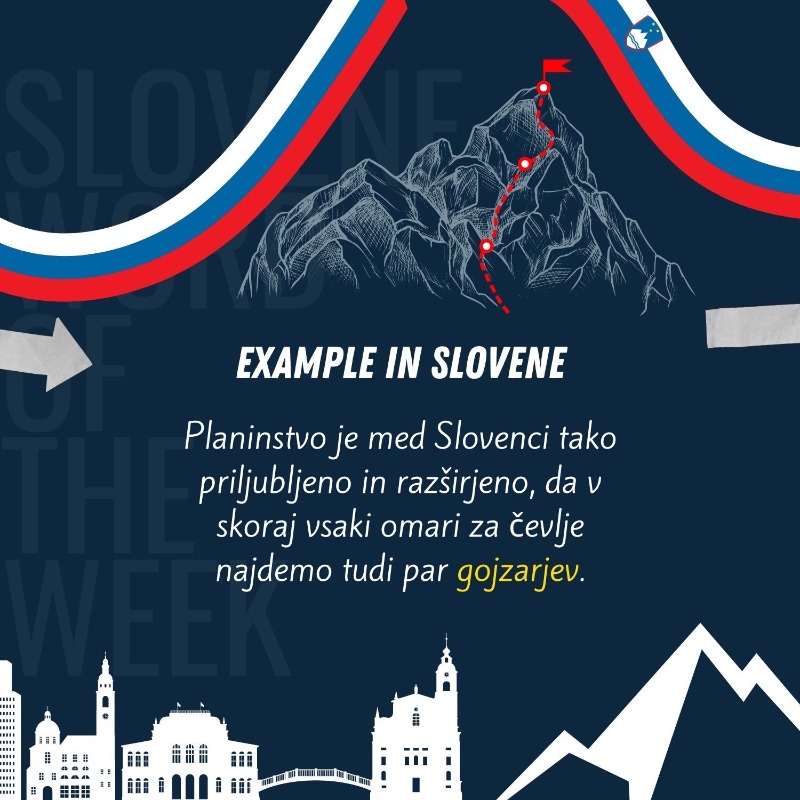 EUInterpreters's tweet photo. Strong and sturdy, it's our #SloveneWordOfTheWeek - gojzar! 🥾🏔️
Swipe to discover what #gojzar means! ➡️
Join us each Monday to learn a new word in Slovenian 🥳