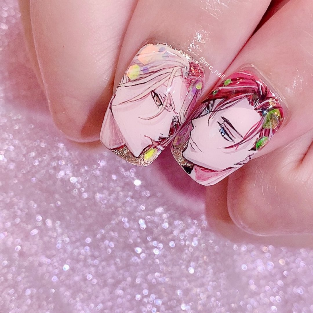 𝑹 𝑶𝑵𝑶 池袋 痛ネイル お客様nail 日ノ原 巡先生 セラピーゲーム 静真 湊 秋っぽい色味で作品の雰囲気モチーフネイル 最近商業ネイルやりたい というお客様が増えて嬉しい 痛ネイル 商業bl