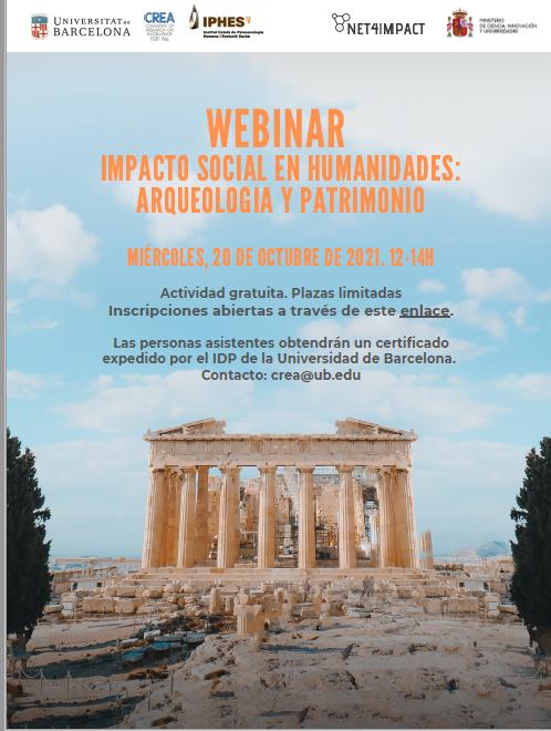 crearesearch's tweet photo. ¡Cuenta atrás! ¿Quieres conocer ejemplos de #ImpactoSocial en #Humanidades? Te esperamos en el Webinar #Net4Impact. Este miércoles, 20 de octubre a las 12h. https://t.co/VRYDrmePtC @CienciaGob @UniBarcelona @iphes @CSICdivulga @UBDivulga @FECYT_Ciencia https://t.co/3tAEcpnjlX