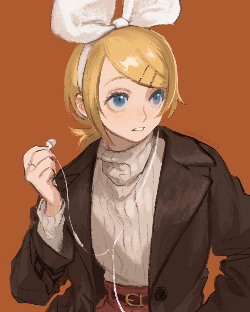 kagamine rin 1girl solo blonde hair hair ornament blue eyes sweater hairclip  illustration images