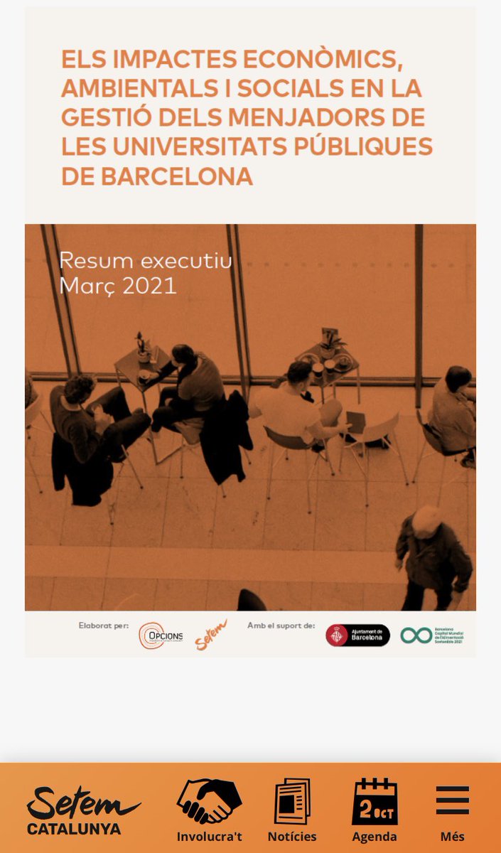 Estudi de <a href="/setemcat/">SETEM Catalunya</a> "Els impactes económics, ambientals i socials en la gestió dels menjadors universitaris" 

🔘Presentació dins la Setmana Ciutadana de l'Alimentació Sostenible
🔘19 d'octubre
🔘De 18h a 19:30h
🔘Online
🔘Inscripcions: 
docs.google.com/forms/d/e/1FAI… 

<a href="/BCNJustGlobal/">BCN_JustíciaGlobal</a>