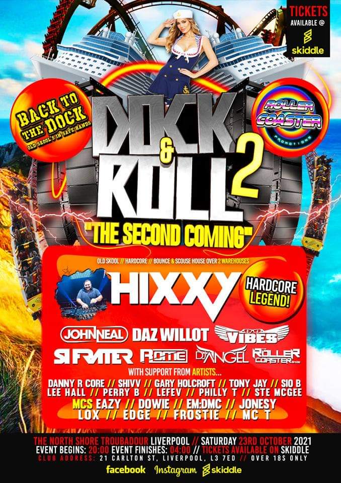 This Saturday 23rd Oct, catch me @ Liverpool for Dock n Roll part 2. Final tickets on @skiddleuk @backtothedockoriginal @northshoretroubadour #liverpool with <a href="/hixxyuk/">Hixxy</a> <a href="/djdazwillott/">Dj Daz Willott</a> @lee_hall75 #djvibes @rollercoasterpromo #gohardorgohome 🔥🔥🔥🎶🎧❤️