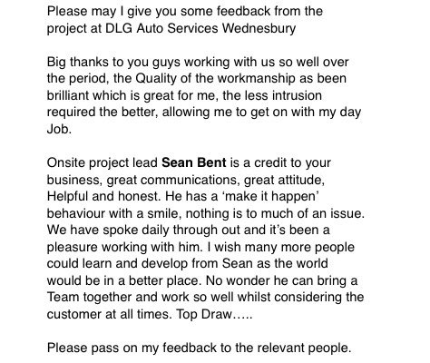 dpdesignsltd's tweet photo. HAPPY MONDAY! 🎉 Amazing feedback for the team who worked on DLG Auto Services Wednesbury! https://t.co/nFa39e1jLu