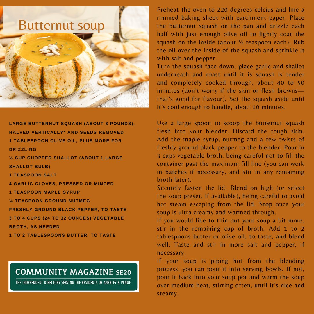 Did you see the pumpkin recipe in our latest magazine?   For this and more, please check out our website #WinterWarmth #Soup #SE20 #Halloween #SE19 #AffordableAdvertising #LocalAdvertising